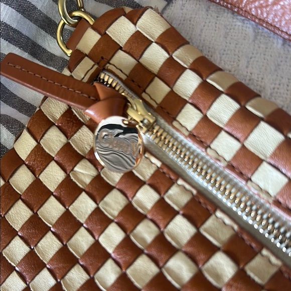Clare V grande Fanny woven Brown and Cream Checkered Bag - Picture 4 of 6